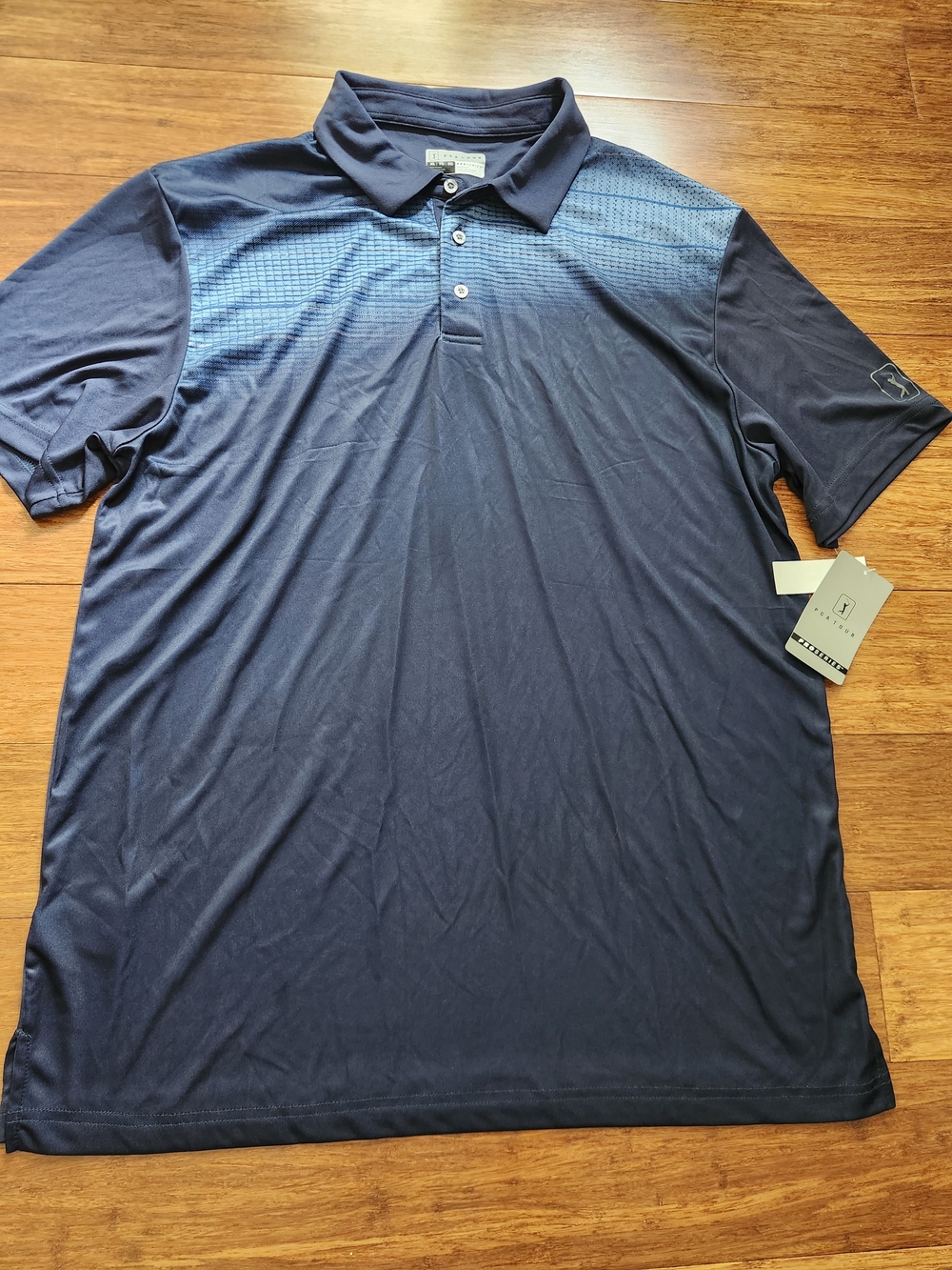 New PGA Tour Pro Series Men's Navy Blue Gradient Golf Polo Athletic Fit, XL